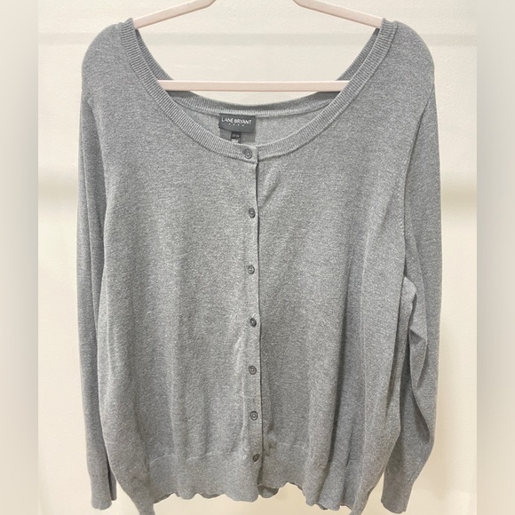 Lane Bryant Gray Button Cardigan Sweater Women 23/24 Preppy Academia Traditional - Picture 4 of 10